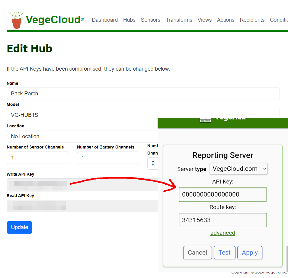 VegeHub Server Setup Page