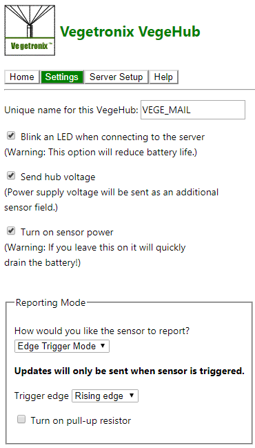 Wifi Darkness Sensor Hub Settings