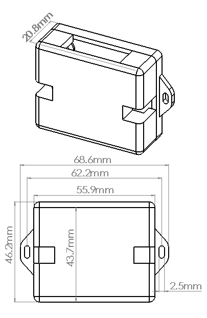 SDI RS232 Case Dimensions