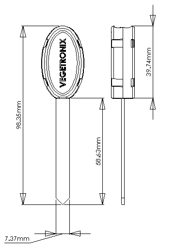 THERM200 Soil Temperature Sensor Probe Drawing