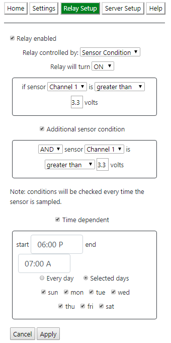 WiFi Control Hub - Relay Triggered from Local Sensors