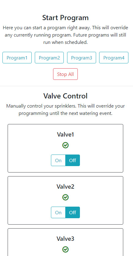 Smart Distributed Sprinkler Controller - Manual Channel